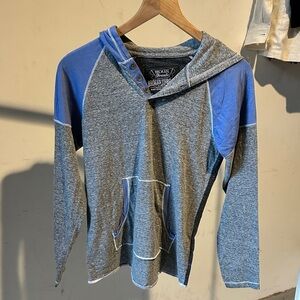 Broken Threads Gray and Blue Hooded Sweat Shirt